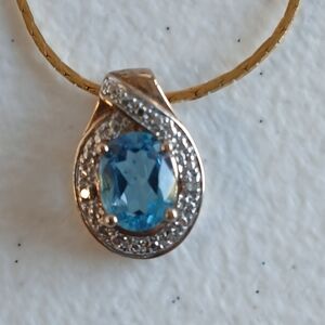 Blue Teardrop CZ Pendant Necklace - Elegant Women's Jewelry
